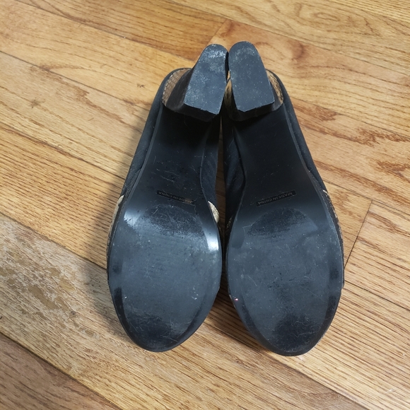 Red Circle Black Snake Print Platform Block Heels - Picture 12 of 13